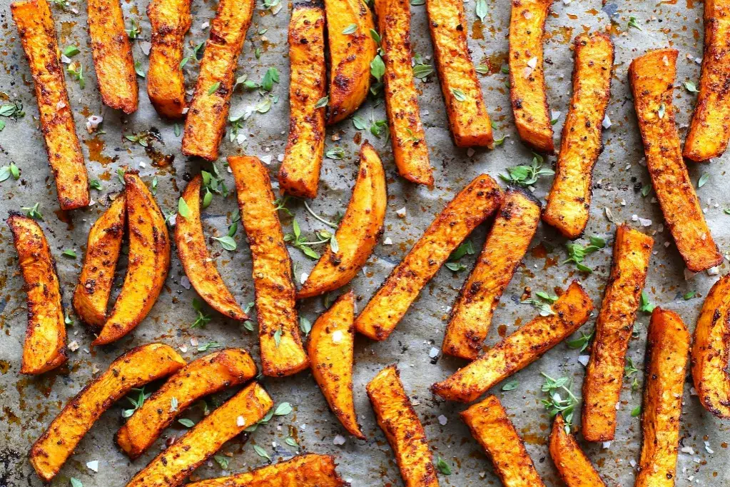 pieczone frytki z batatów i warzyw