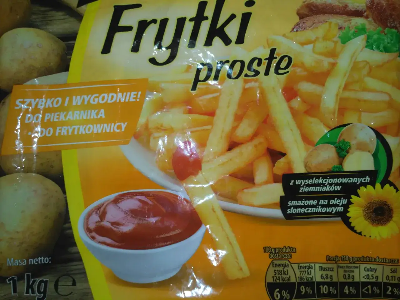 mrożone frytki skład opakowania