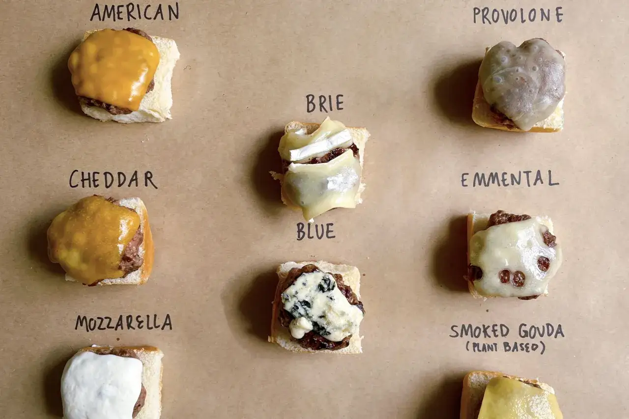 assortment of cheese types for burgers